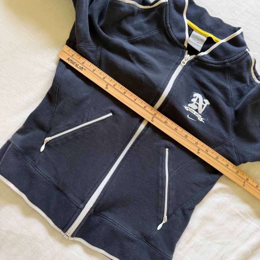 Y2K Nike Girls Navy Blue Full Zip Track Jacket Embroidered Logo M 8-10 - Picture 5 of 7